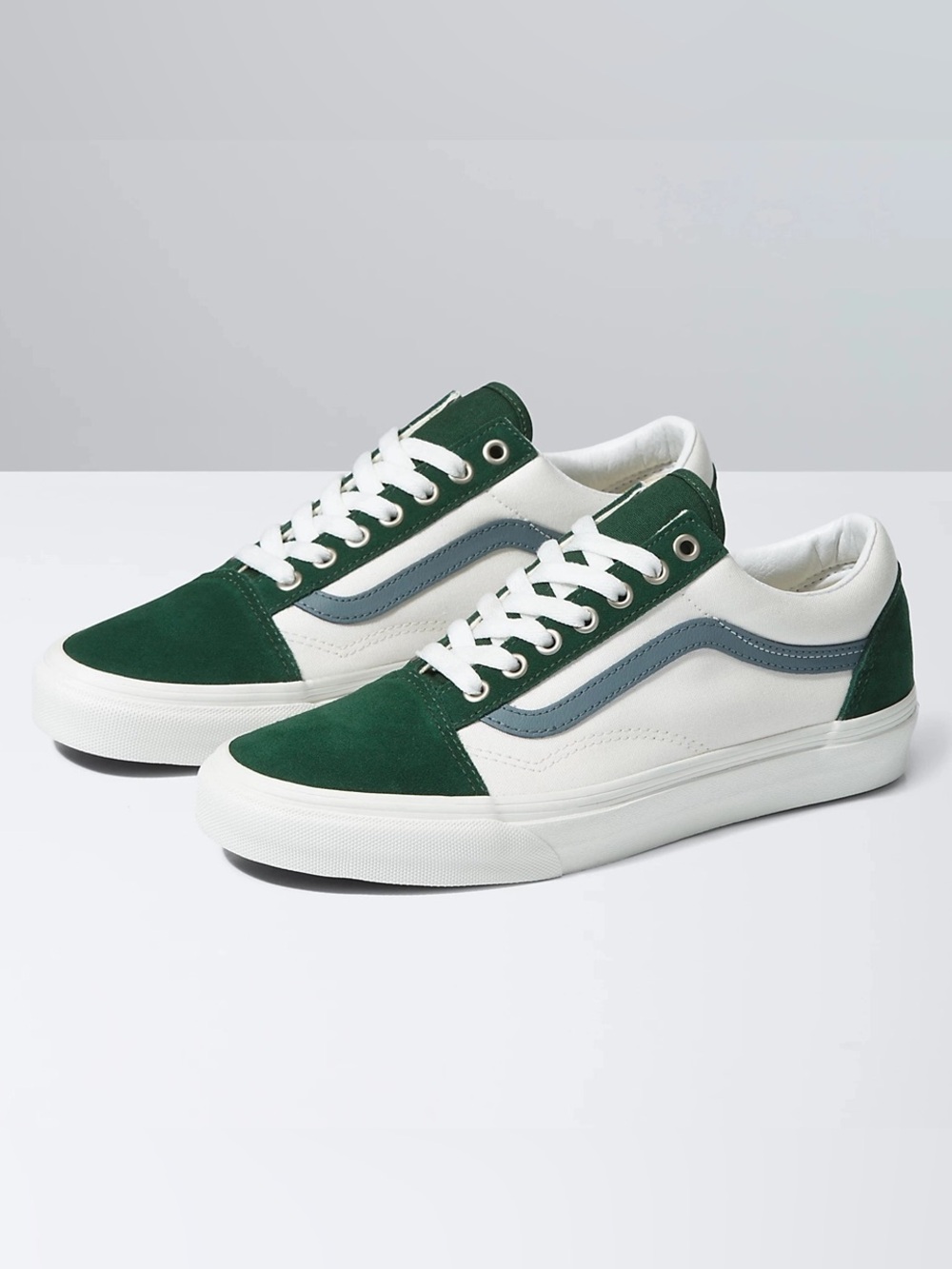 VANS OLD SKOOL VARSITY CANVAS BLUE/GREEN MENS SKATE SHOES - Size M 8 / W 9.5
